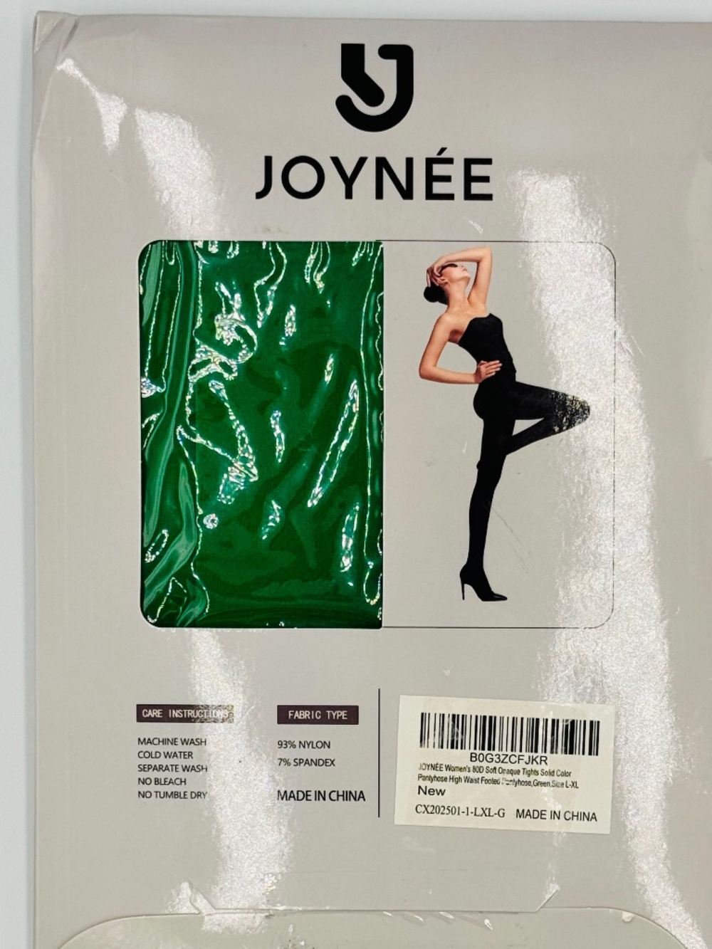 Joynee 80 Denier Tights Womens L/XL Green Opaque High Waist Pantyhose New